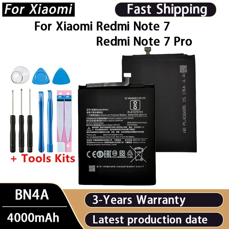 100% 4000mAh BN4A Battery For Xiaomi Redmi Note 7 Pro Note7 M1901F7C Phone Batteries Bateria Batterij+With Free Tools