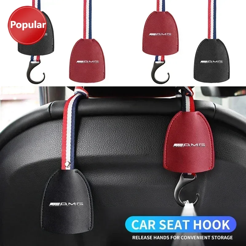 

# 1 шт., крючки для спинки автомобильного сиденья из искусственной кожи, аксессуары для интерьера для Mercedes Benz AMG W206 W204 W205 W212 W213 W221 W222 W223 W251 W46