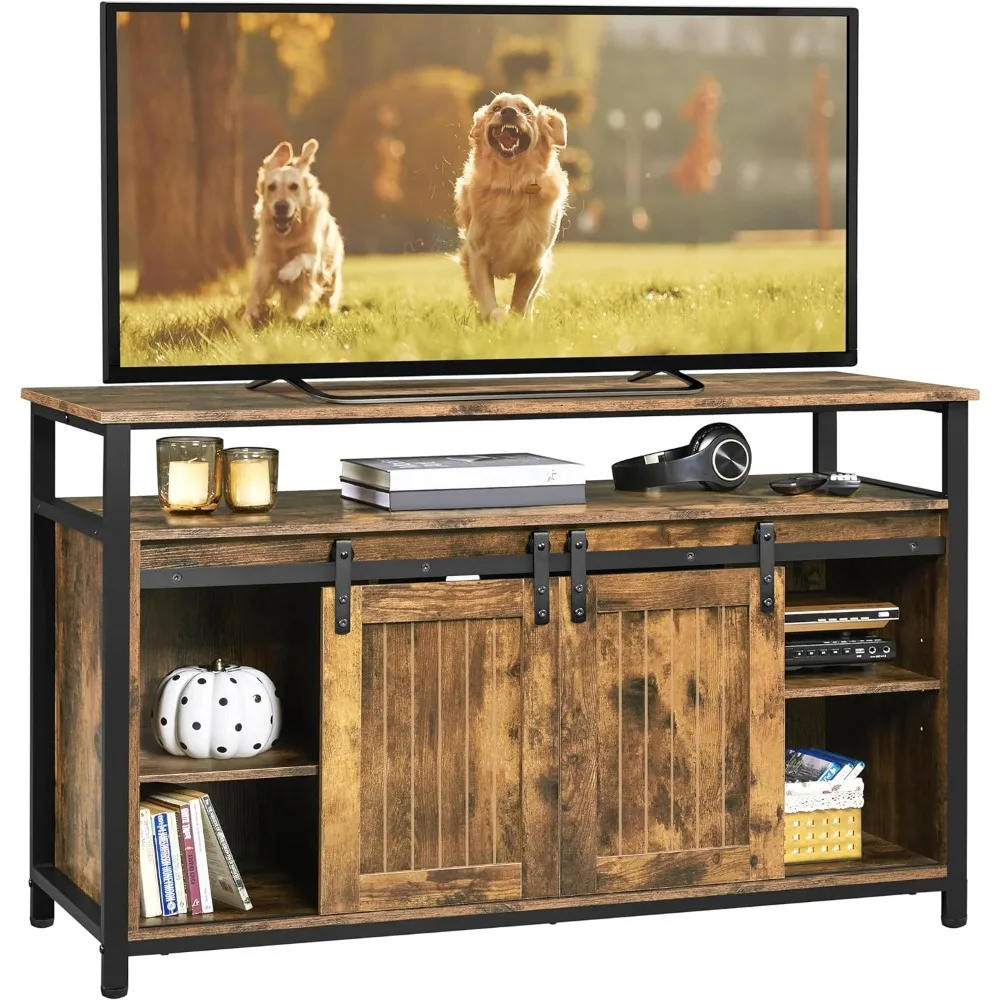 

TV Stand for 65 Inch TV, Farmhouse Entertainment Center with Storage, Wood Tall TV Stands for Living Room with Sliding Barn Doo