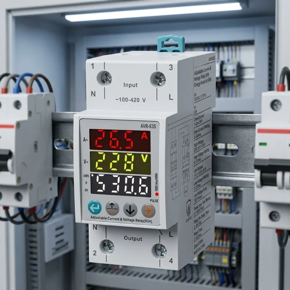Stable Operation Device Current White Din for rail Voltage Protector Real-time KWh Display Wide Temperature Operation