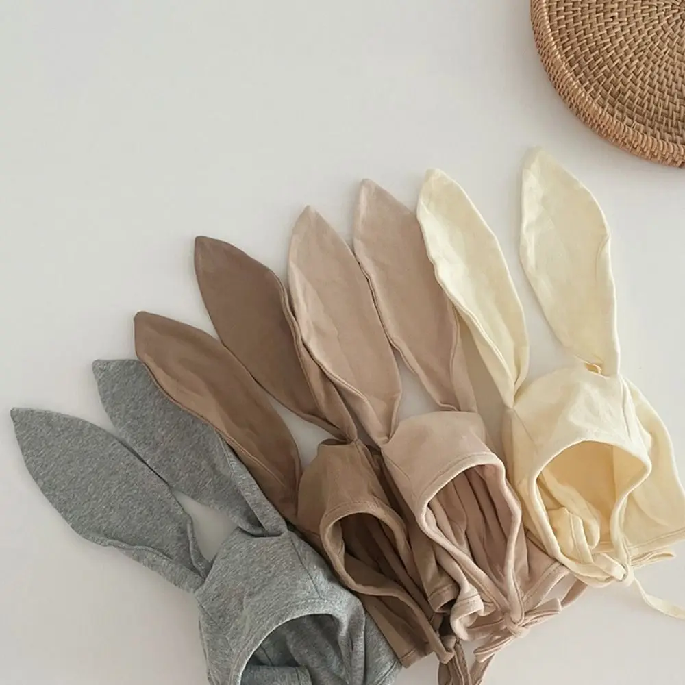 

Sweet Cute Thin Baby Rabbit Ear Hat Windproof Cotton Bonnet Beany Hat No Brim Pullover Style Newborn Infant Hats Spring Summer