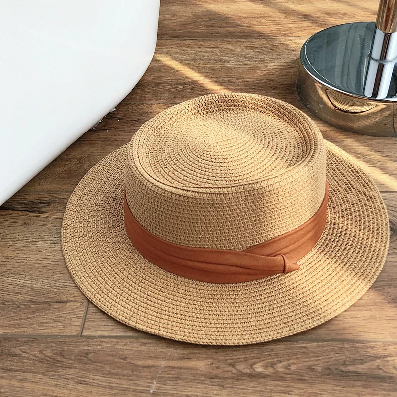 Bumpy top straw hat new color ribbon accessories sun hat outdoor straw hat sun beach hat men and women