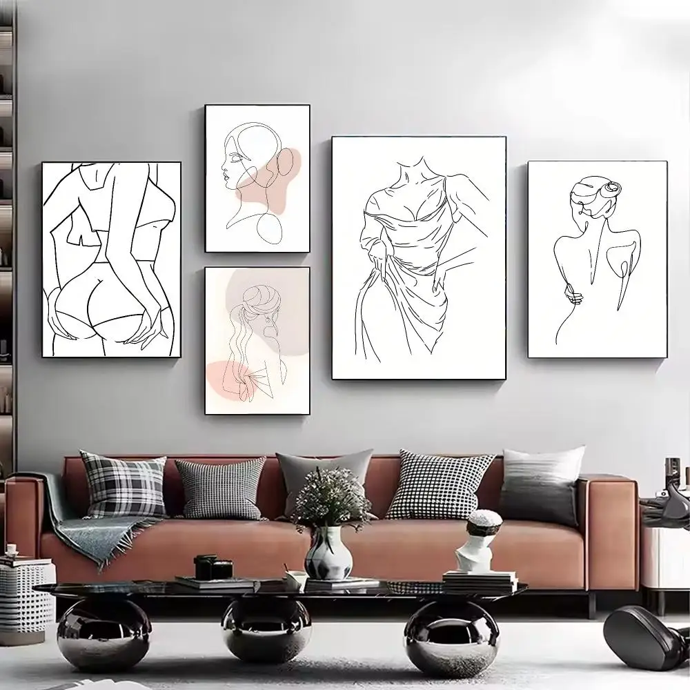 Geometric Abstract Line Geometry Curve Girl Poster Stylish Wall Art for Living Room Bedroom Study Home Decor Gift