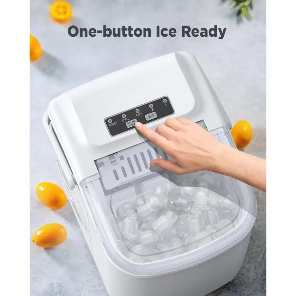 Self-Cleaning Bullet Ice Machine, Bancada, 9 Cubos, Pronto em 6 Mins, 26lbs em 24Hrs, 2 Tamanhos, Bancada