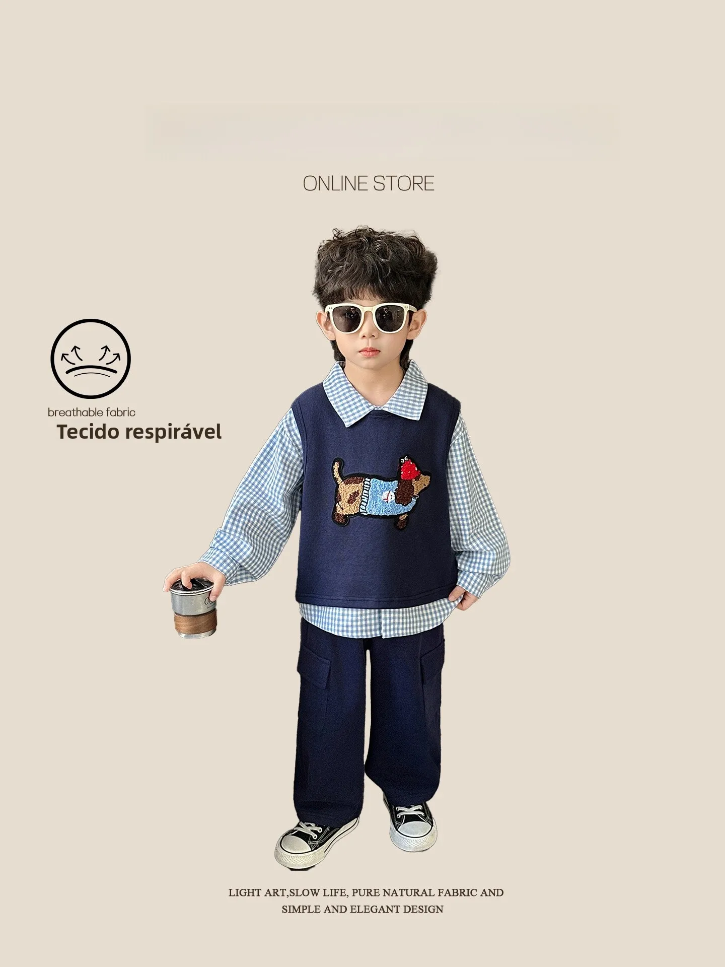 duckling-daisy-boys'-cartoon-vest-shirt-three-piece-set-stylish-spring-collection-comfortable-cotton-blend-wear-for-kids