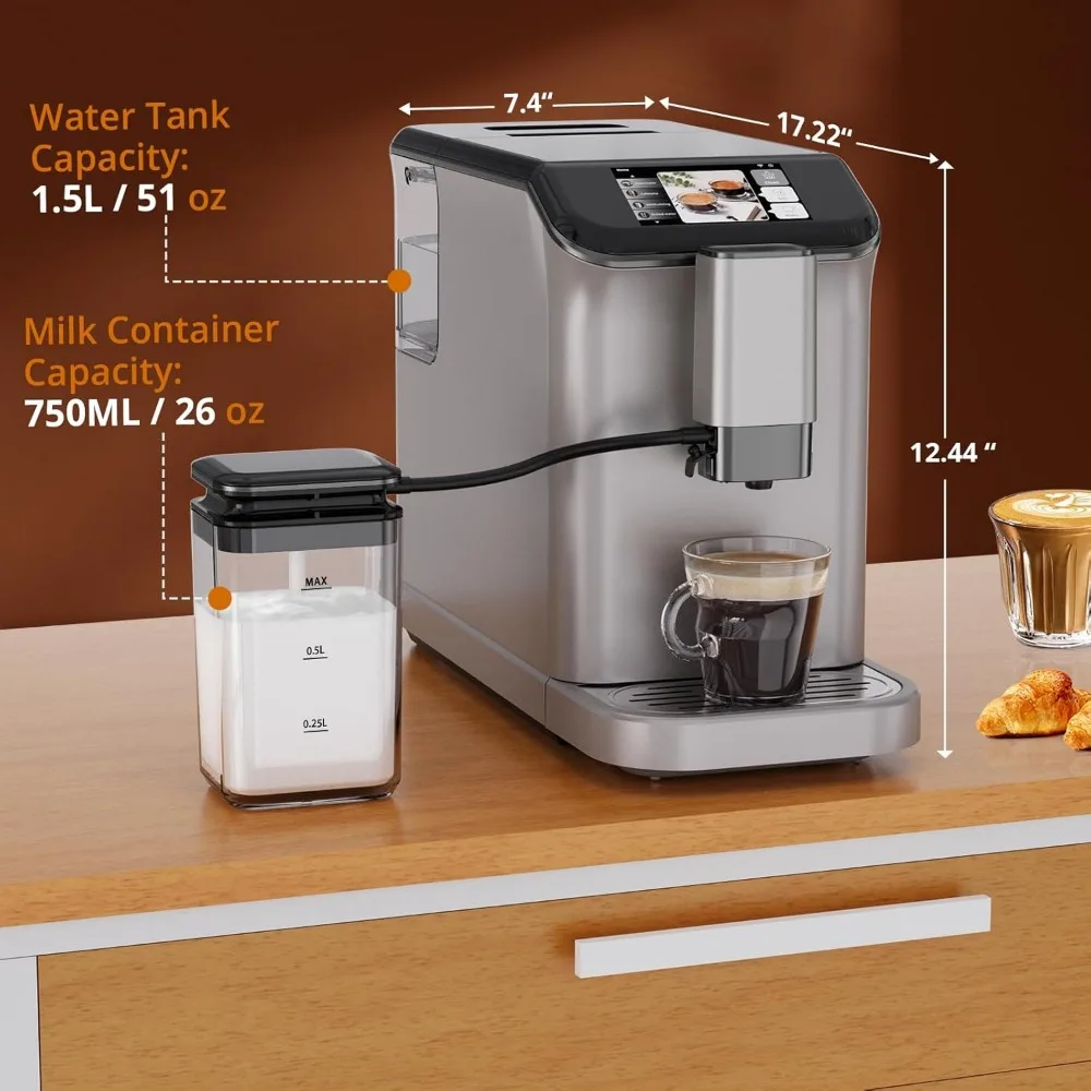 Máquina de café expresso automática, máquina de café com moedor, máquina de café expresso com batedor de leite automático, máquina de café com leite de 20 bar