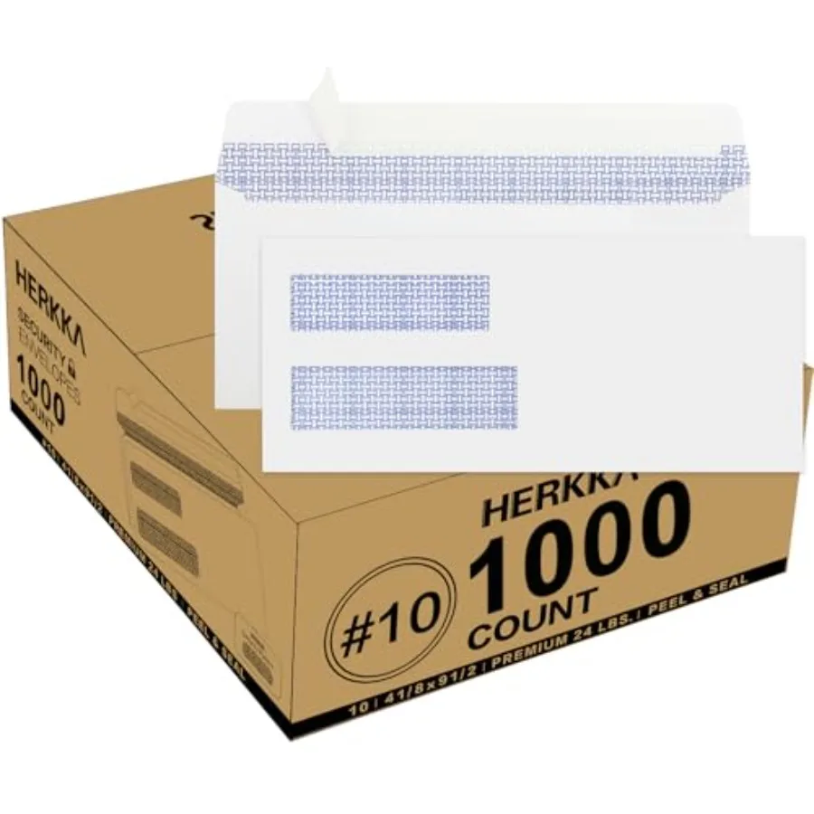 

0 #10 Double Window Security Self-Seal Envelopes - Suitable Size for Multiple Business Statements Quickbooks Invoices and Retur