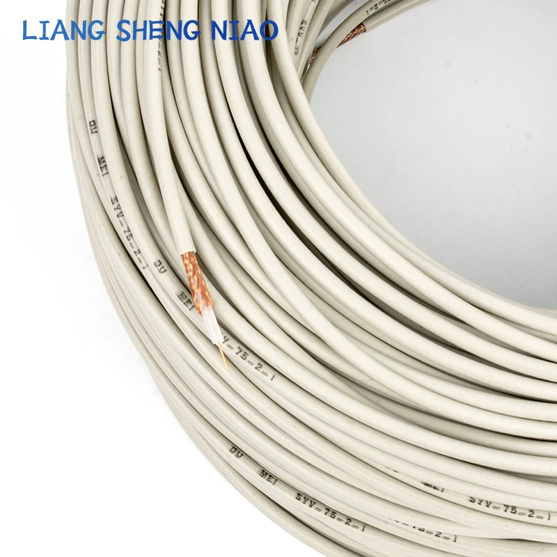 75ohm Cables Rf radio frequency antenna SYV75-2-1 Coaxial cable Silver plated copper core rf line 75Ω Wireless intercom line