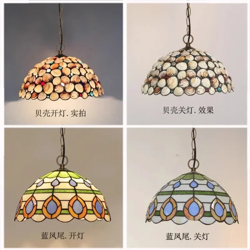 

European vintage stained glass bar restaurant guest lights Commercial American garden bedroom porch balcony creative chandelier