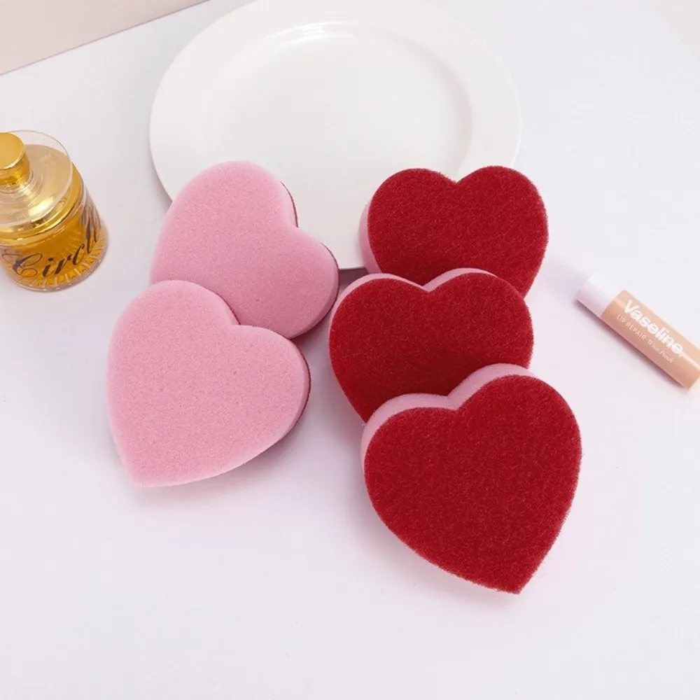 3/5/10pcs Heart Shaped Kitchen Scrub Sponges Durable Absorbent Dish Sponges Non-Scratch Surface Effortless Cleaning