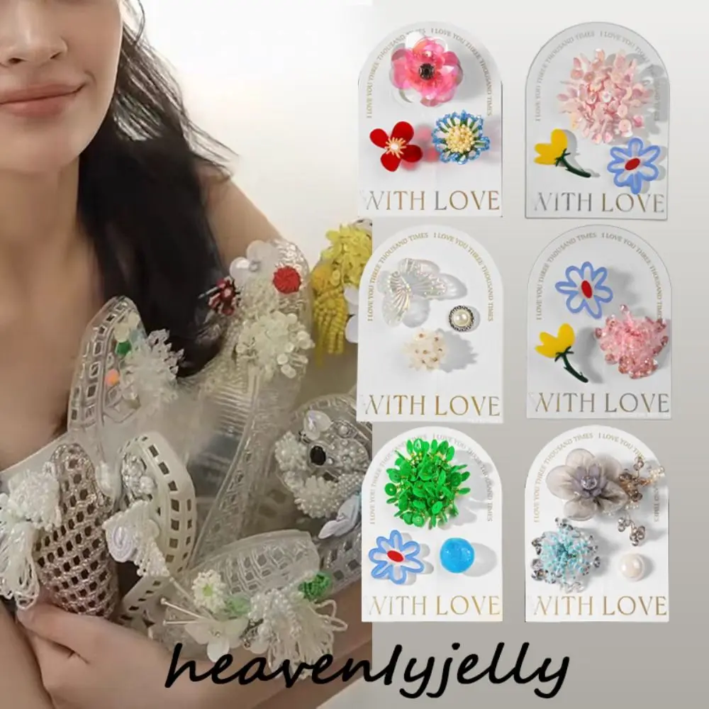 3Pcs/set Flower Bead Chain Crystal Shoe Charms Tassel Pearl Handmade Heavy Work Shoe Clips Elegant Sparkling Jelly Shoes Charm