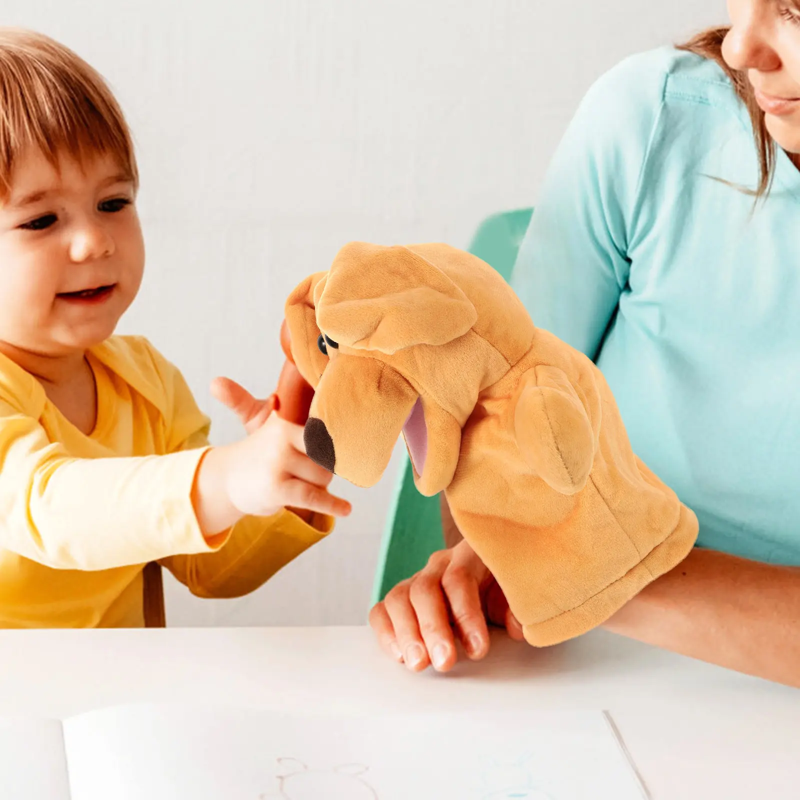 

Dog Hand Puppet High Grade PP Cotton Cloth Material Hollow Body Comfortable Cartoon Animal Puppet for Storytelling Educational