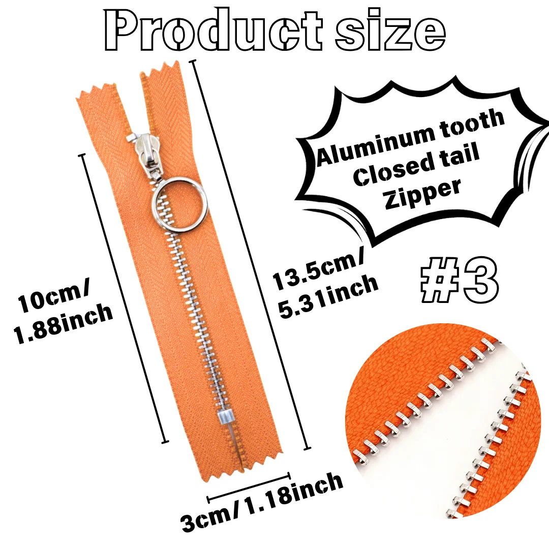 Mixed Color 7pcs 10/15/20cm Nylon Zipper Strap with Closed Tail, Suitable for Decorating Bags and Clothes