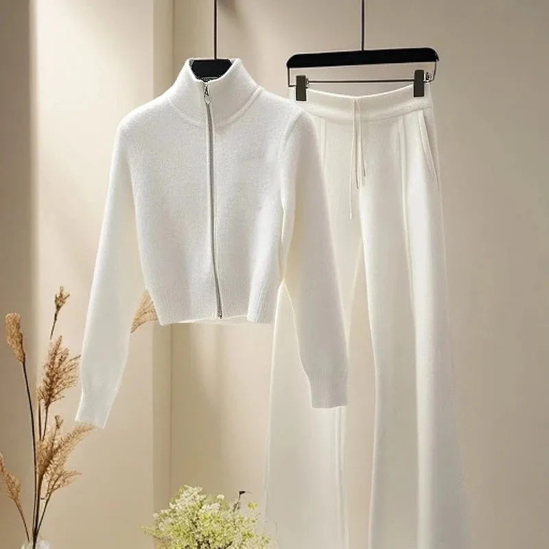 Winter Outfit With A Complete Set Of High-end, Age Reducing, Beautiful Western-style Socialite Knitted Sweater Pants Sets Women