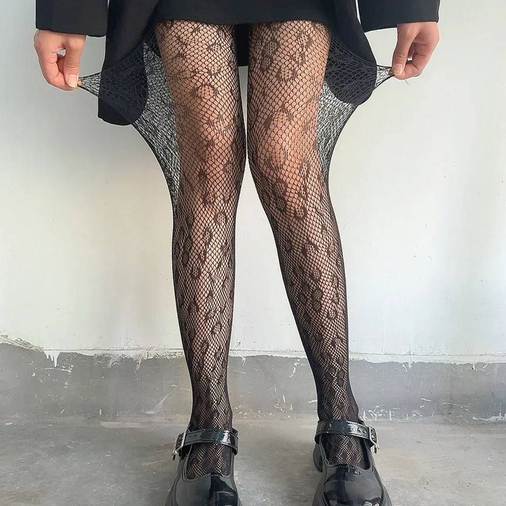 Mulheres finas leopardo impressão meia-calça gótico preto sexy vintage transparente padrão de seda estiramento collants y2k meias finas