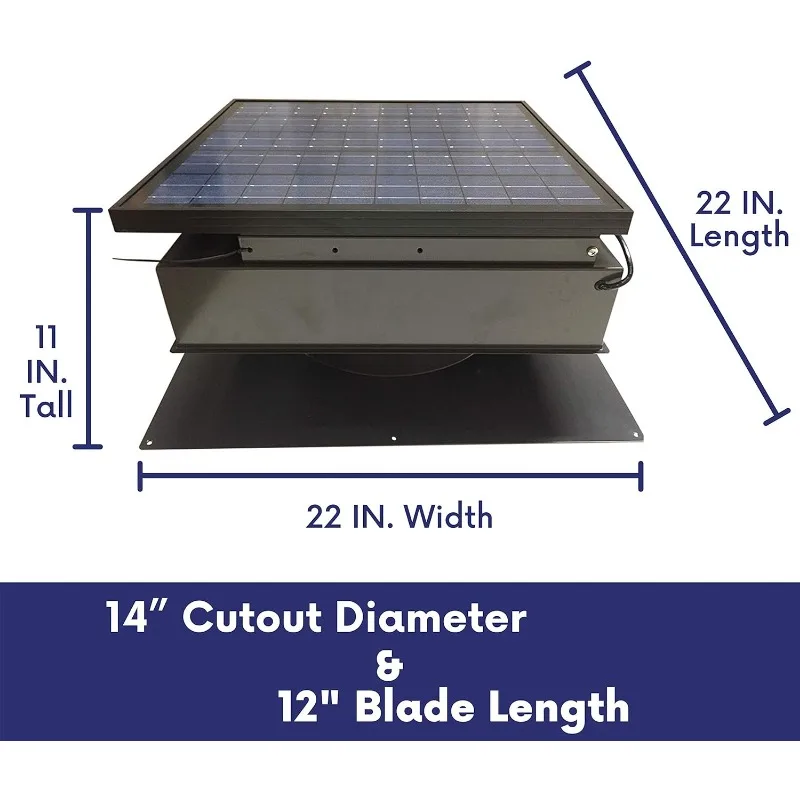 Remington Solar Ventilador solar para ático con montaje en techo de 30 vatios, gris