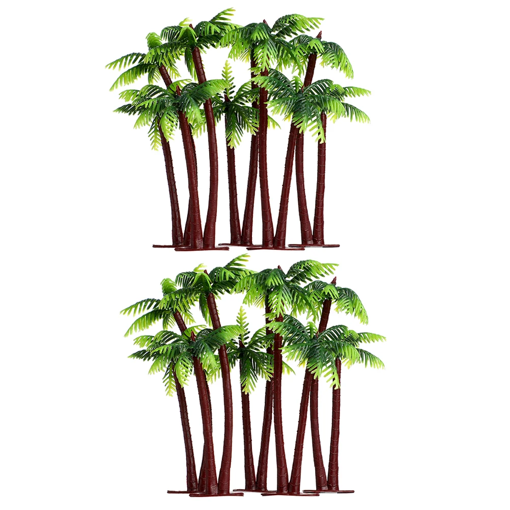 

15pcs Coconut Tree Decoration 14cm Mini Plastic Palm Plant Model for Birthday Cake Fish Tank Landscape Gardening Scenery Layout