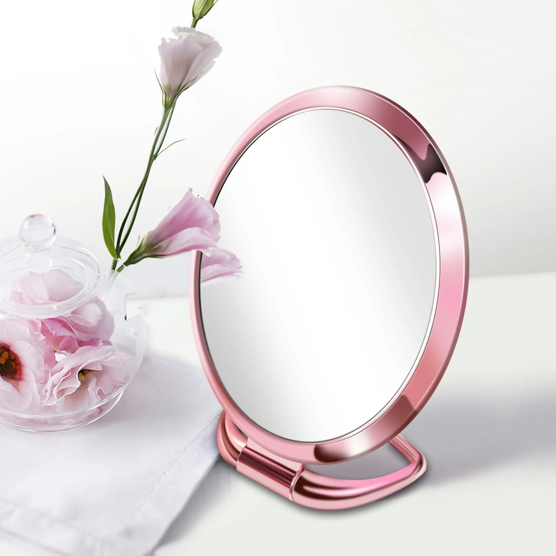 Handheld Mirror Double-Sided Magnifying Makeup Mirror With Handle Home Salon Barbers Hairdressers Practical Hand Mirror