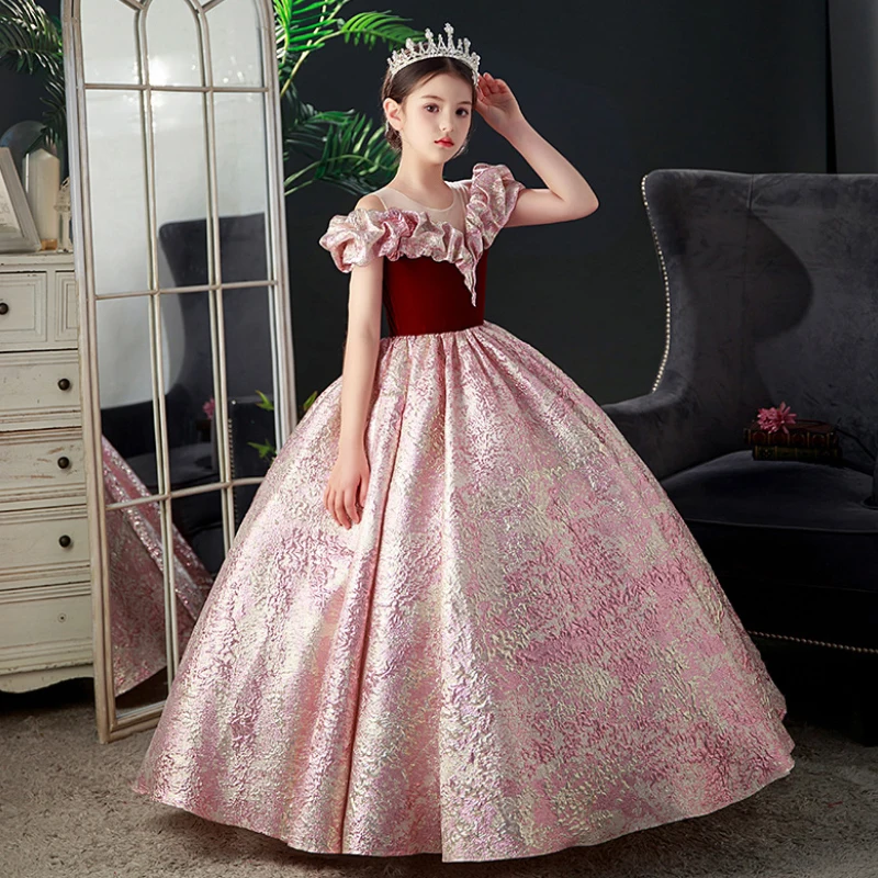 Kids Pageant Dresses for Girls 2 6 To 8 10 14 Years Children Long Dress Party Evening Elegant Luxury Gown Formal Occasion Frock