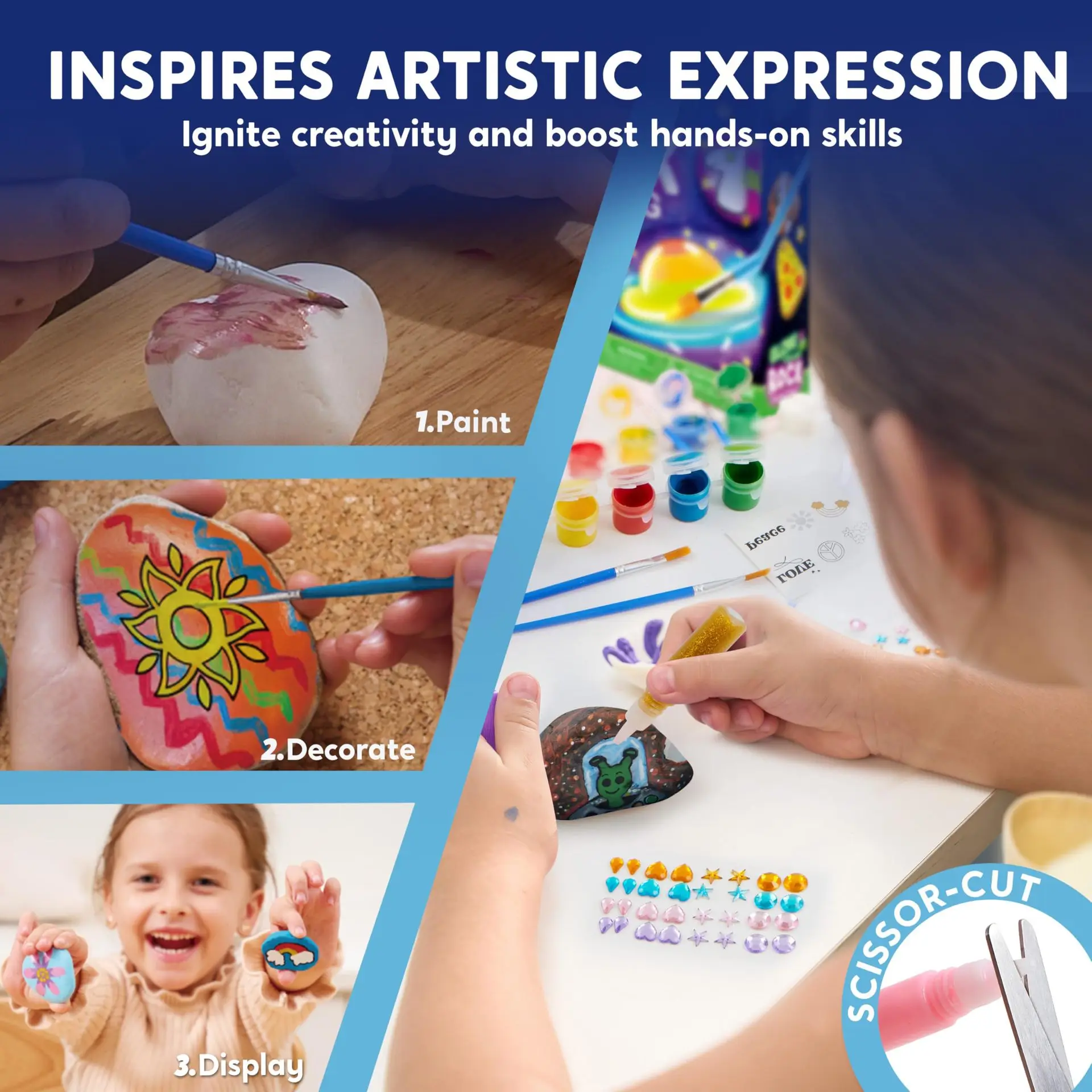 Diy graffiti pedra pintura conjunto brinquedos, artesanato criativo para educação infantil, pintura e colorir, aliviar o estresse