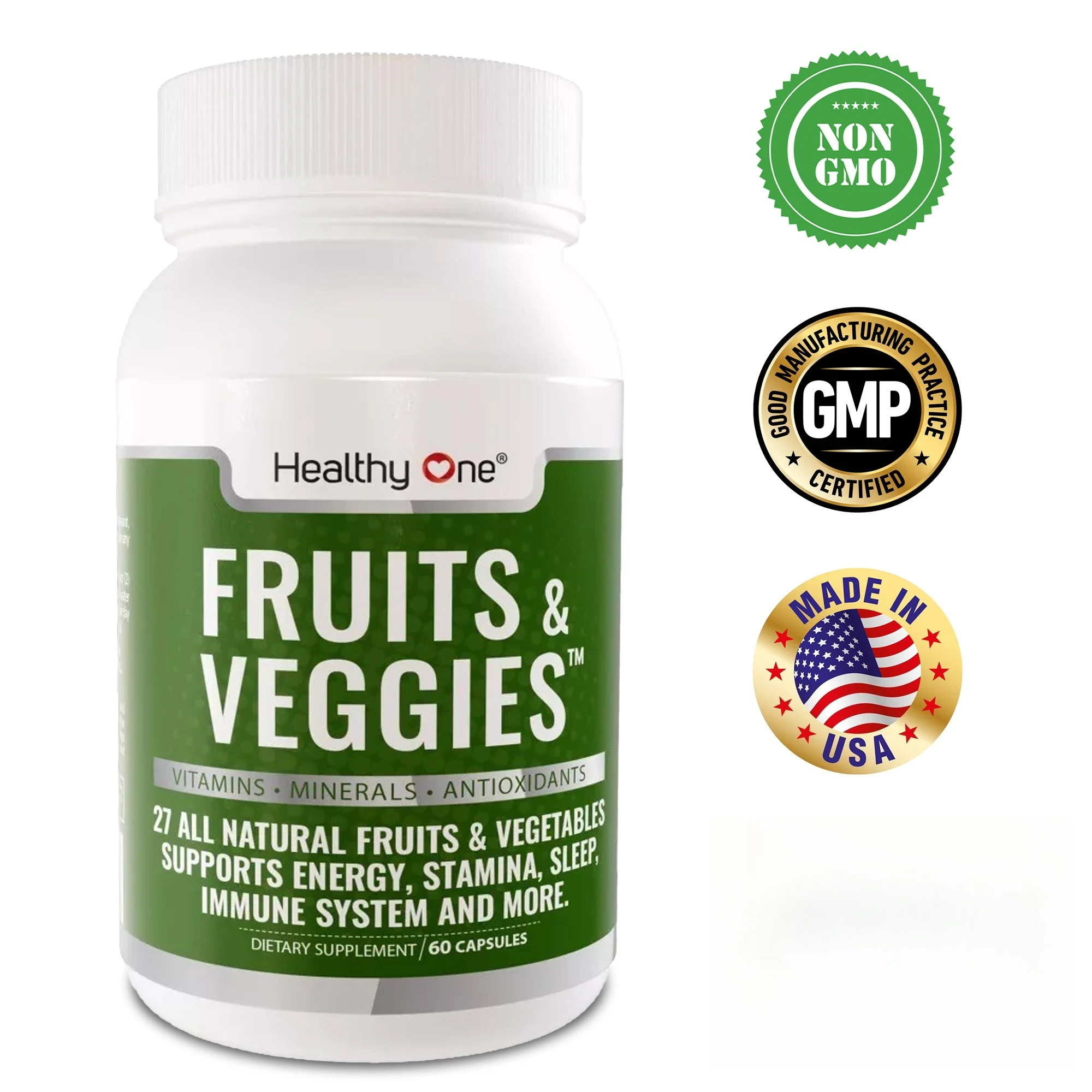 

Fruits and Veggies Supplement - Focus Mood Support Increase Energy Strength Brain and Memory, Stress Support