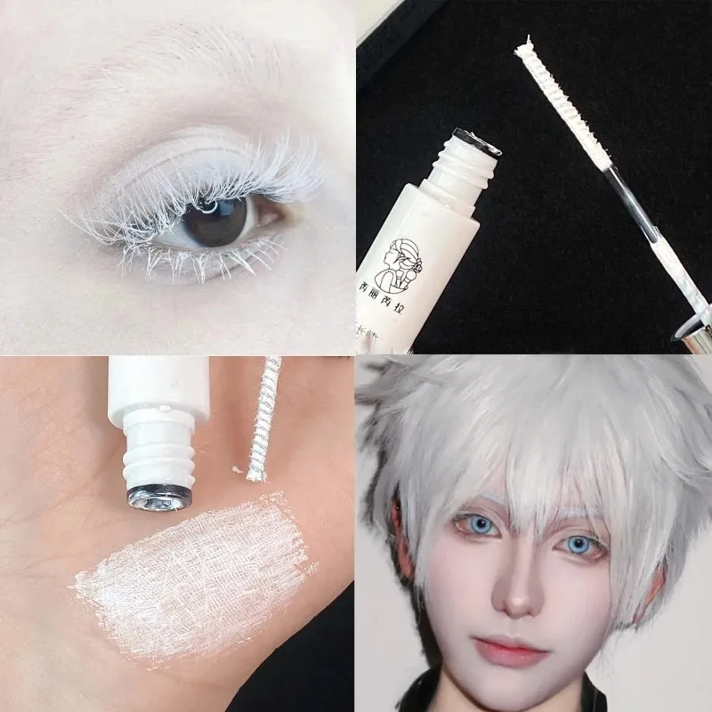 White Mascara Waterproof Long-wearing Fast Drying Curling Volume Eyelashes Extension Eyebrow Dye Tint Christmas Stage Makeup COS