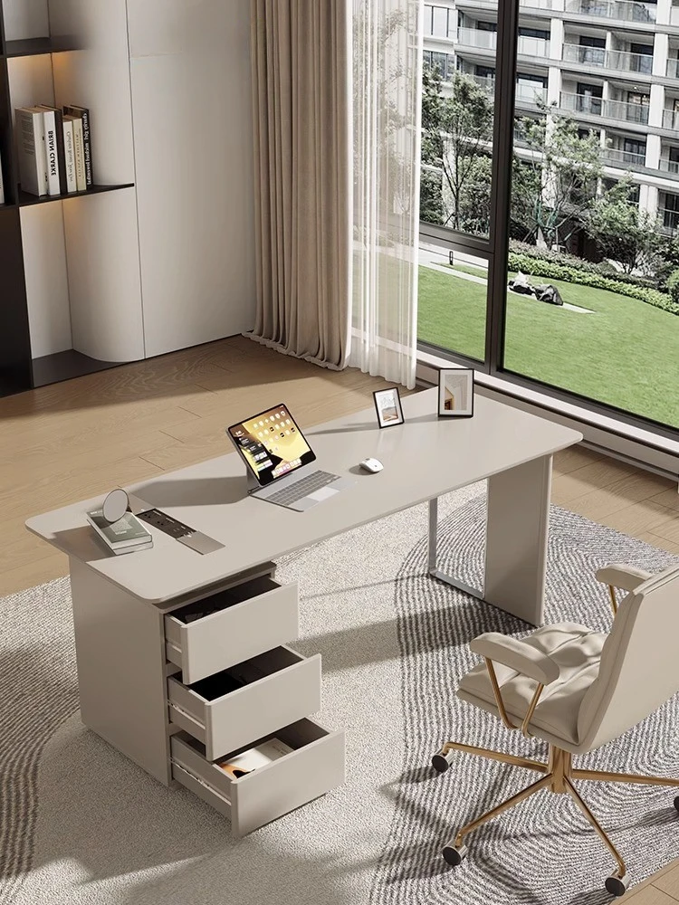 Baked cream wind luxury desk simple modern study home-style computer desk baking