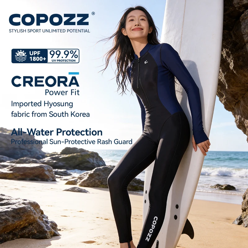 COPOZZ Women Wetsuits Slim One-Piece Quick-dry UV Protection Swimsuit Long Sleeves Warm Professional Adult Diving Surfing Suits