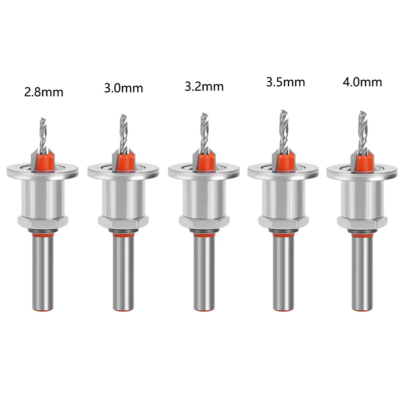 1 ชุด 8mm Shank เจาะชุด Bit สกรูไม้ Chamfer เครื่องมือเปลี่ยน 2.8/3/3.2/3.5/4 มม.ปรับ Countersink เจาะ Bits