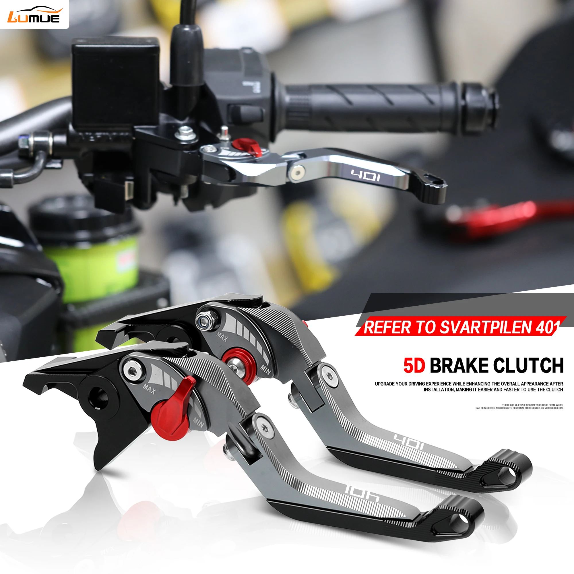 For Husqvarna Svartpilen 401 250 VITPILEN 401 2018-2023 Motorcycle 5D Aluminum CNC Foldable Extending Brake Clutch Lever
