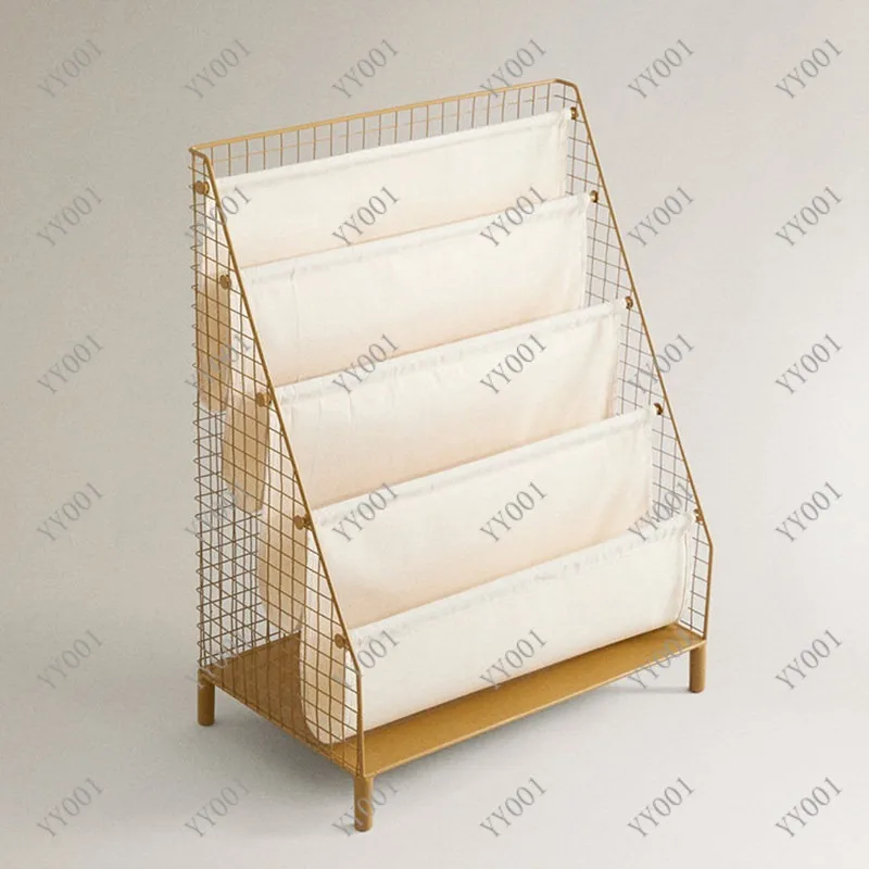 Metal Kids Bookshelf Home Study Storage Rack Multi-Layer Floor Standing Book Organizer Shelf