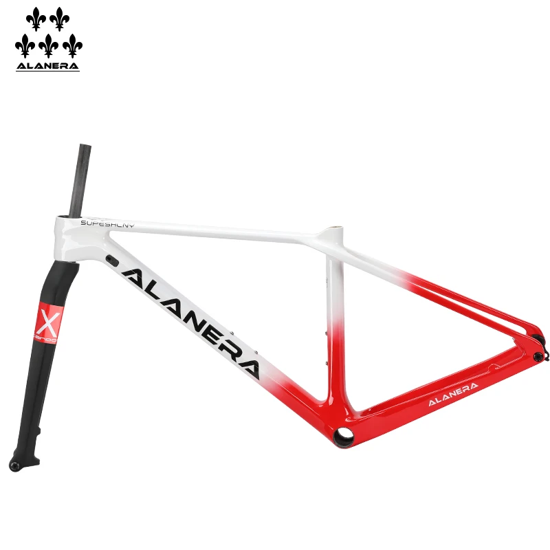 

White and red ALANERA MTB frame Storm Shadow -UltraT800 carbon fiber mountain bike 29-inch frame