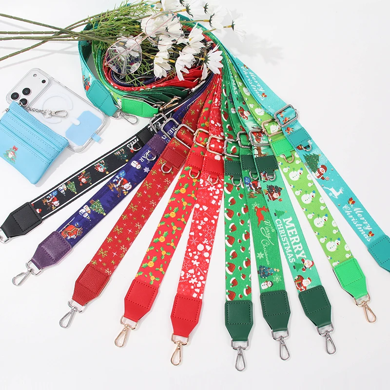 عيد الميلاد نمط 3.8 سنتيمتر واسعة الهاتف المحمول الحبل مع انغلق محفظة جلدية ، السنة الجديدة 2026 حقيبة متعددة الوظائف حزام الكتف #1