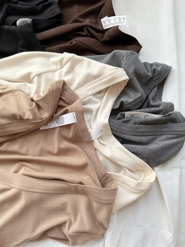 特大サイズ 300ポウ ファットMM ゆったりとした伸縮性のある薄手のロングTシャツ 秋冬 ベーシックインナー トップス 大きなUネック