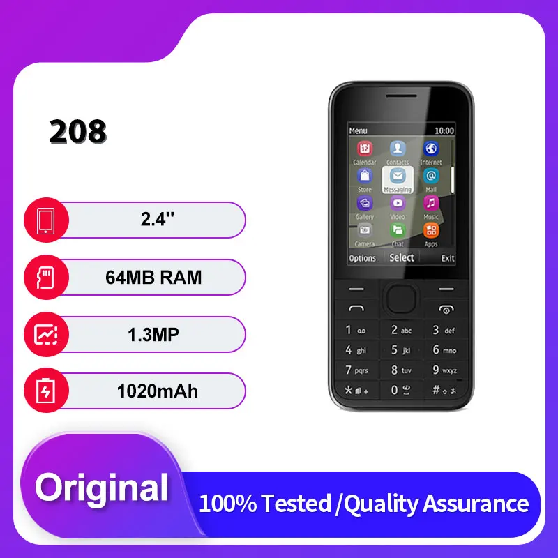 Clavier anglais Original d�bloqu� 208 simple Sim/double SIM Bluetooth GSM 900/1800 fabriqu� en finlande