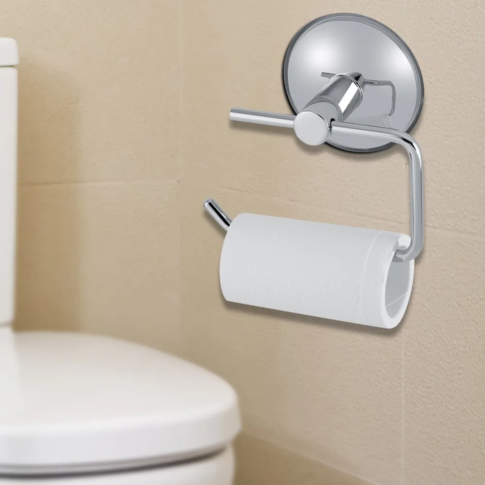 Durable Stainless Steel Paper Roll Holder 5.31'' x 3.15'' x 3.35'' Silver Paper Towel Holder Suction Cup Rack Wall Mount Use