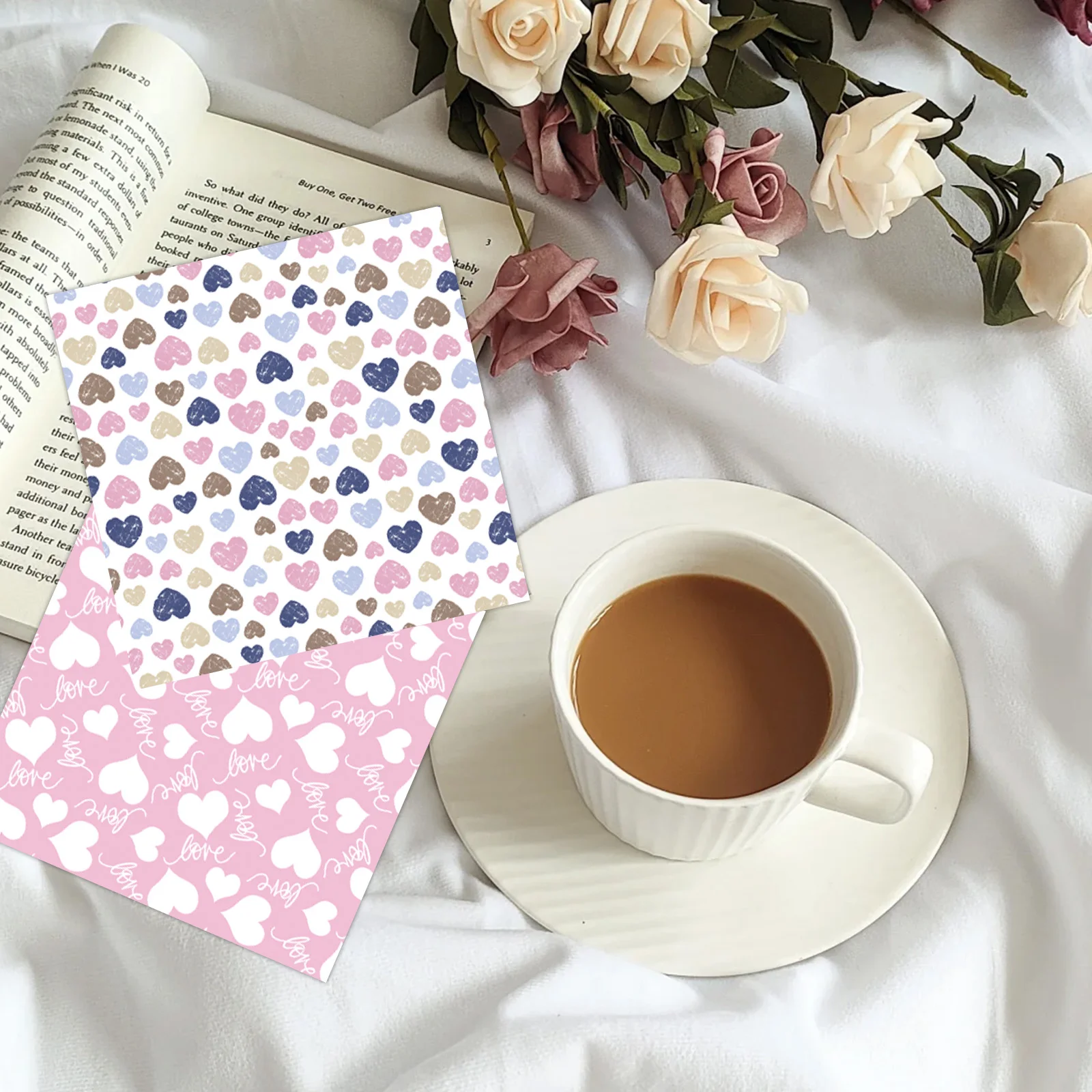 8 أوراق الوردي القلب شريط نمط الزخرفية قصاصات ورقية DIY بها بنفسك الحرف ألبومات الصور هدية التفاف لحفلات الزفاف