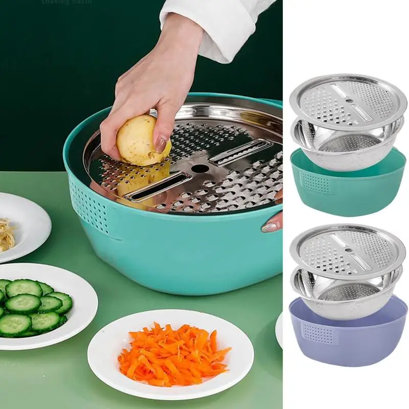 1Pcs Stainless Steel Kitchen Food Cleaning Basin Innovative design Large Capacity grater basin Strainer Bowl efficient tool