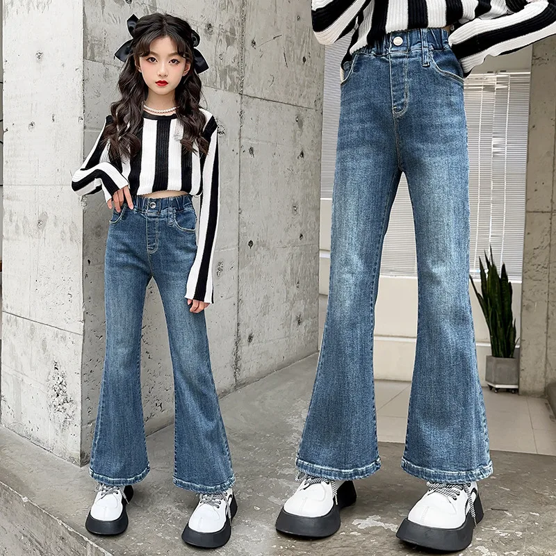 

Children's Pants, Girls' Minimalist Flared Pants, Autumn New Stylish Children's Slim Fit Jeans