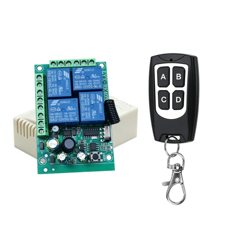  433Mhz Universal Wireless Remote Control AC110V 220V Relay 4CH Module Receiver 4B Transmitter For Garage Door Gate Motor Light 