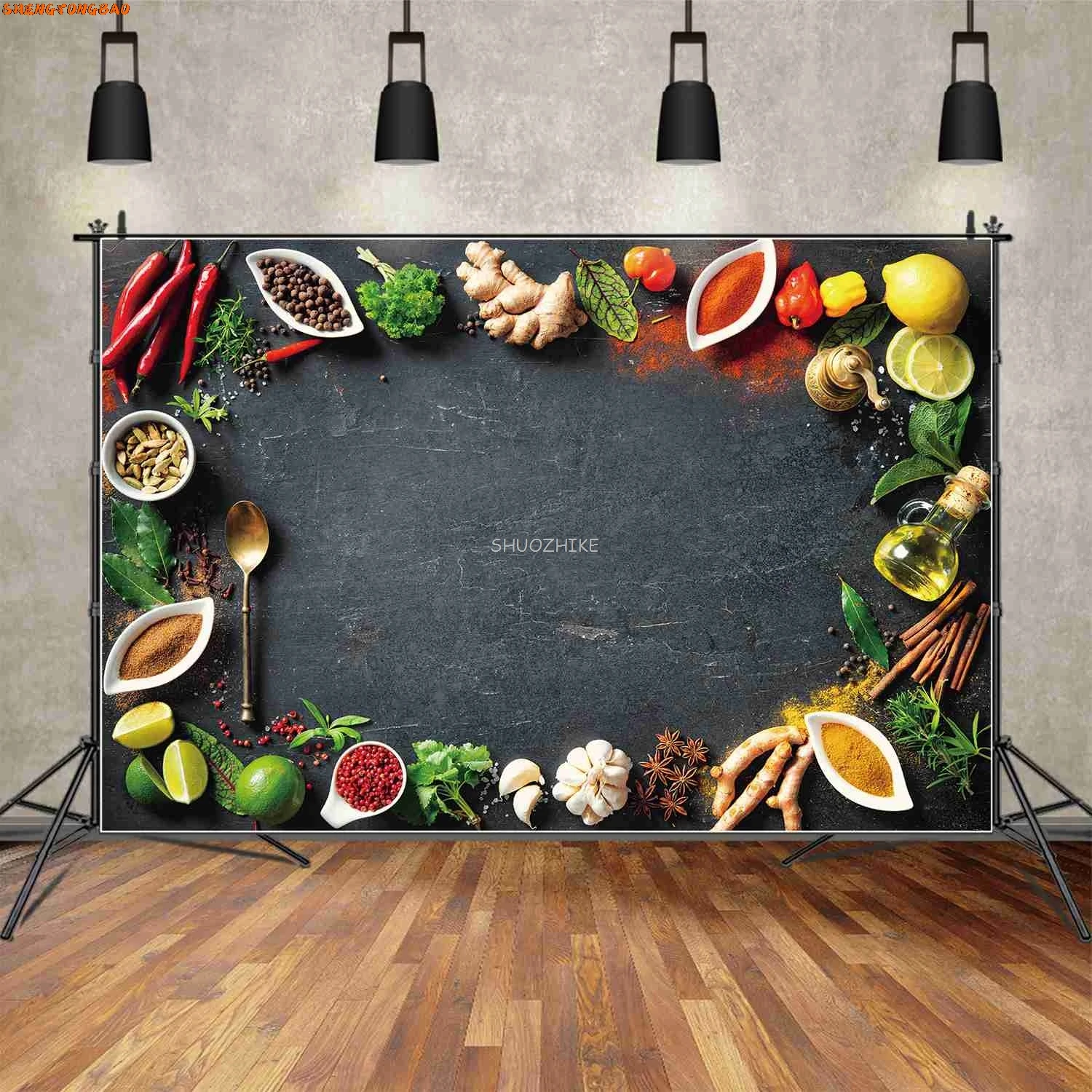 Kitchen Props Strawberry Backdrops Photography Wooden Board Decoration Custom Greens Camping Food Home Studio Photo Backgrounds