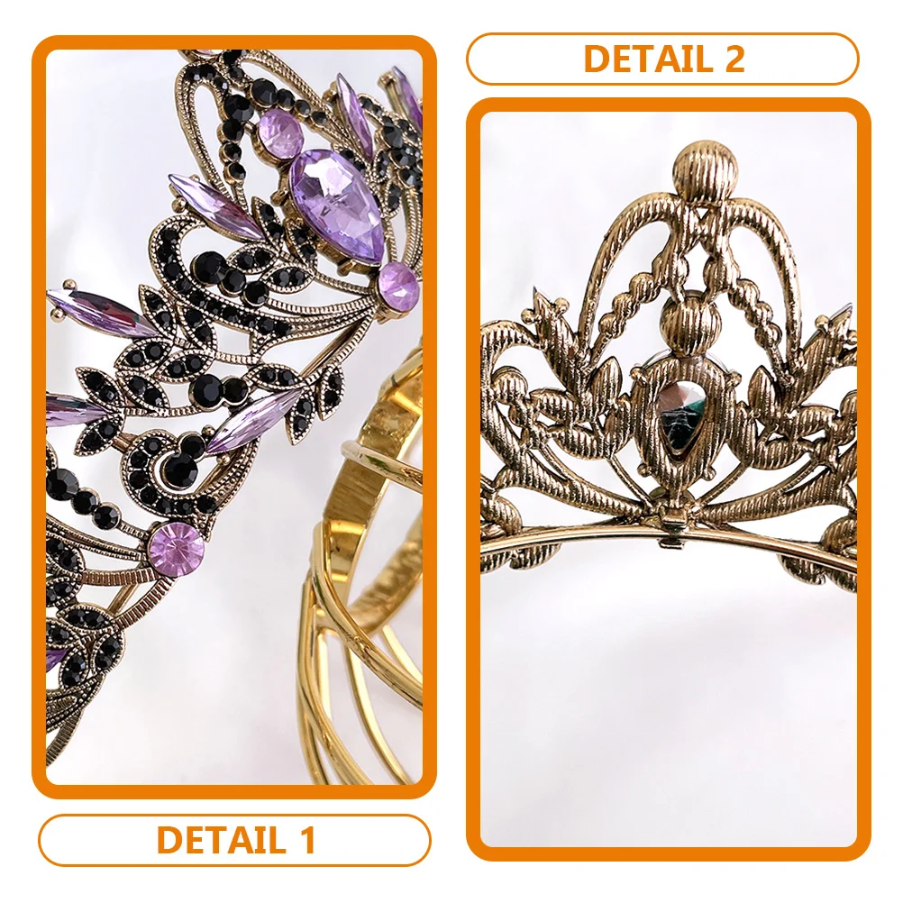 

Leaf Crown Hair Accessory Acrylic Purple Wedding Tiara Birthday Bridal Headband Rhinestone Decorative Zinc Alloy Durable Classic