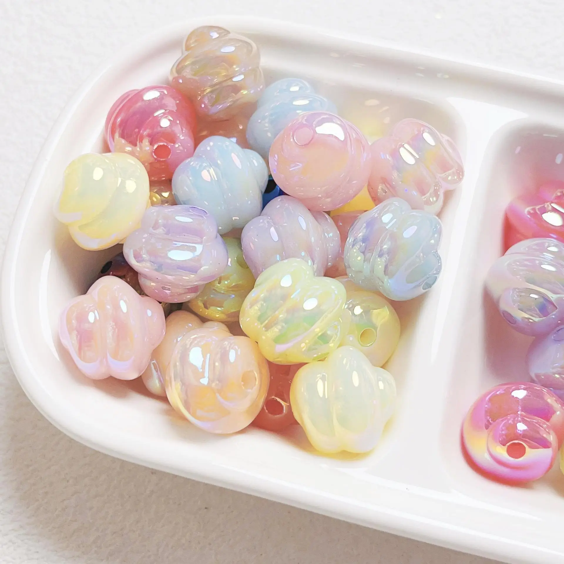 DIY Jewelry Findings Luminous Style Twist Acrylic Bubblegum Beads Fit Bracelet Necklace Earring Ornaments Making 16mm 80pcs