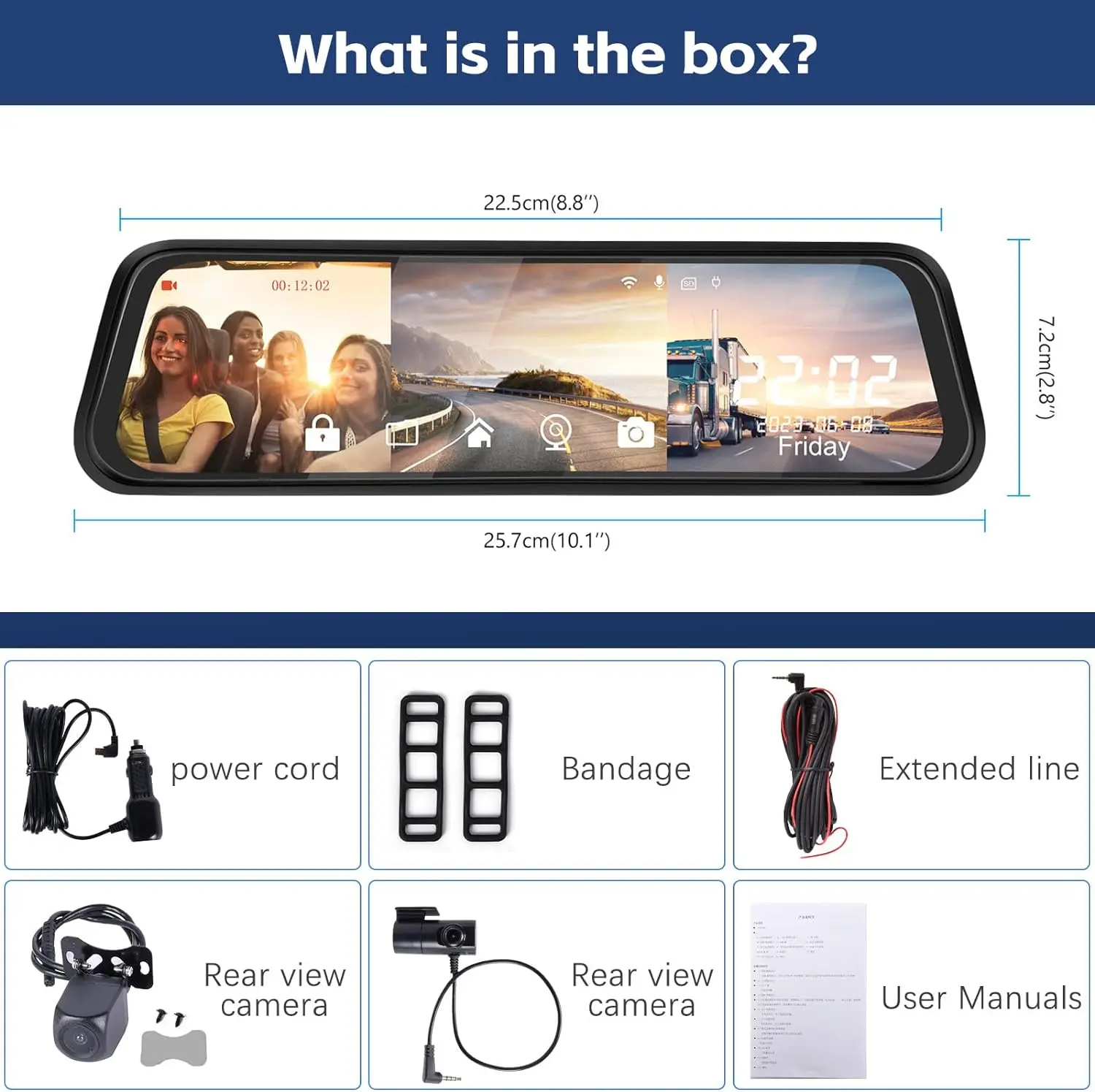 DVR Dash Rear View Mirror 3 Channels with Wifi Front and Cabin Video Recorder car black box