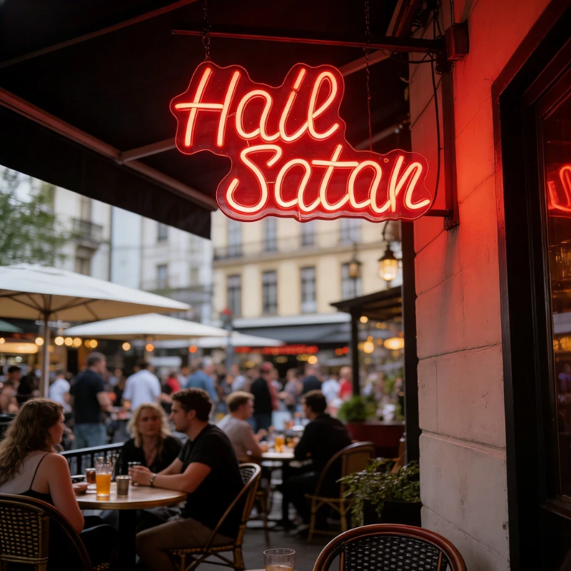 

Неоновая вывеска «Hail Satan» с регулируемой яркостью, светодиодная неоновая подсветка для бара, паба, готической спальни, игровой комнаты, подростковой комнаты, декора для бара и ночного клуба, питание от USB