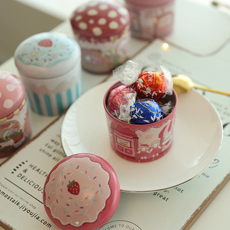 Drum-Shaped Candy Cookie Wedding Packaging Tin Box Small Metal Tea Storage Box