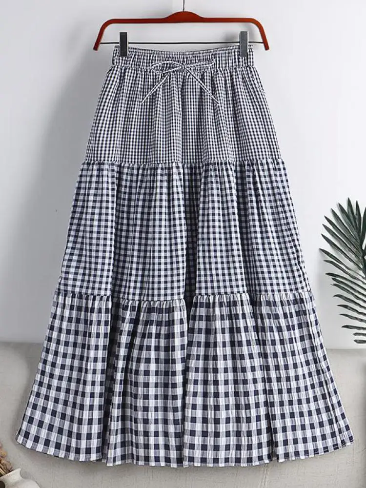 Patchwork Skirts That Actually Work for Real Life My Honest Experience with the Mid-Length Elastic-Waist A-Line Design