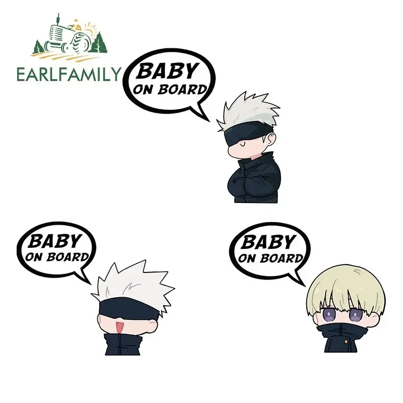 

EARLFAMILY 13 см x 11,1 см для ребенка на борту, мультяшный знак, наклейки на автомобиль, модные наклейки с защитой от царапин, аниме автомобильные товары