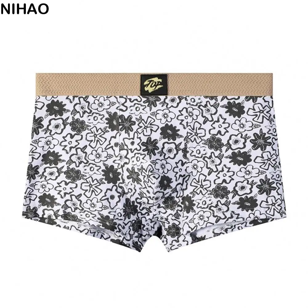 

Plus Size Vintage Man Boxer Briefs Vintage Floral Print Seamless Printed Panties Boxers Mid Waist Lingerie Underwear for Men