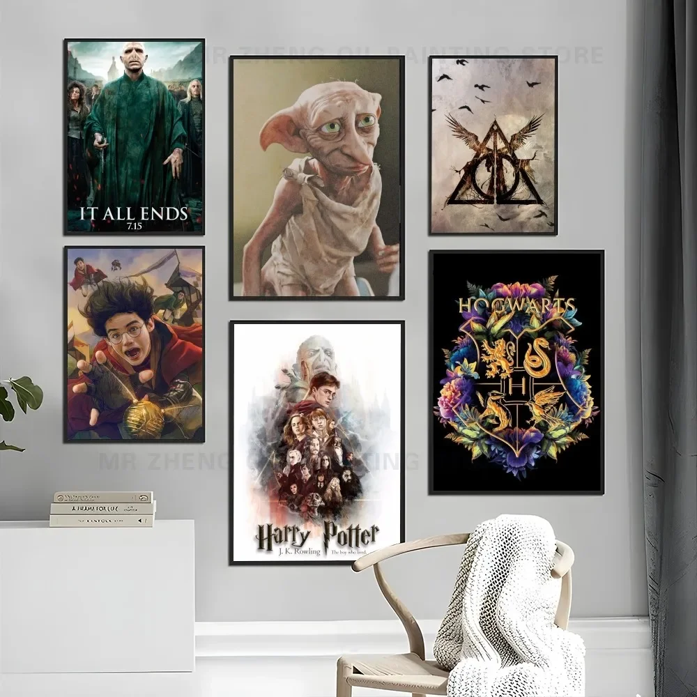 Póster autoadhesivo de h-harry p-potter, pegatina de papel impermeable para decoración de pared de habitación, cafetería, Bar, 1 ud.